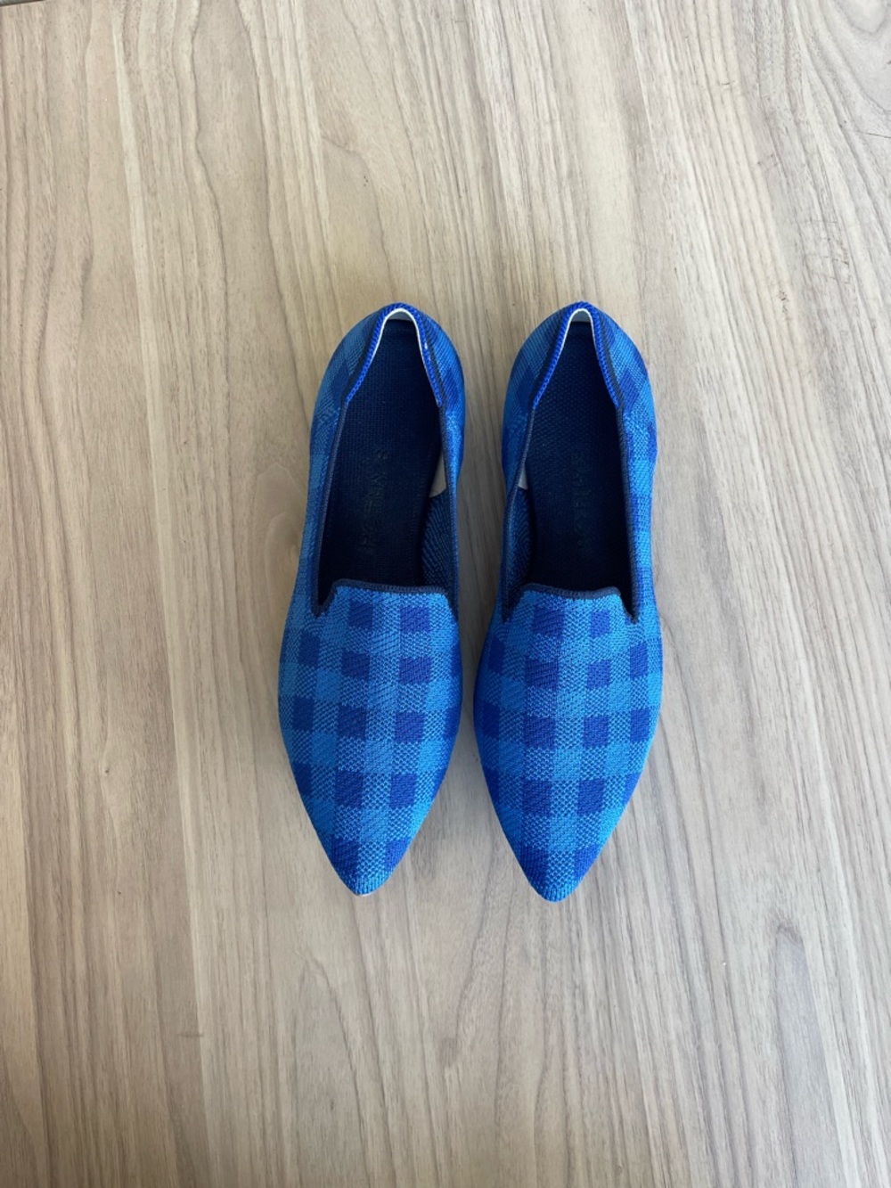 Rothy's Blue Knit Slip-On Flats with Green Insole - Picture 10 of 12